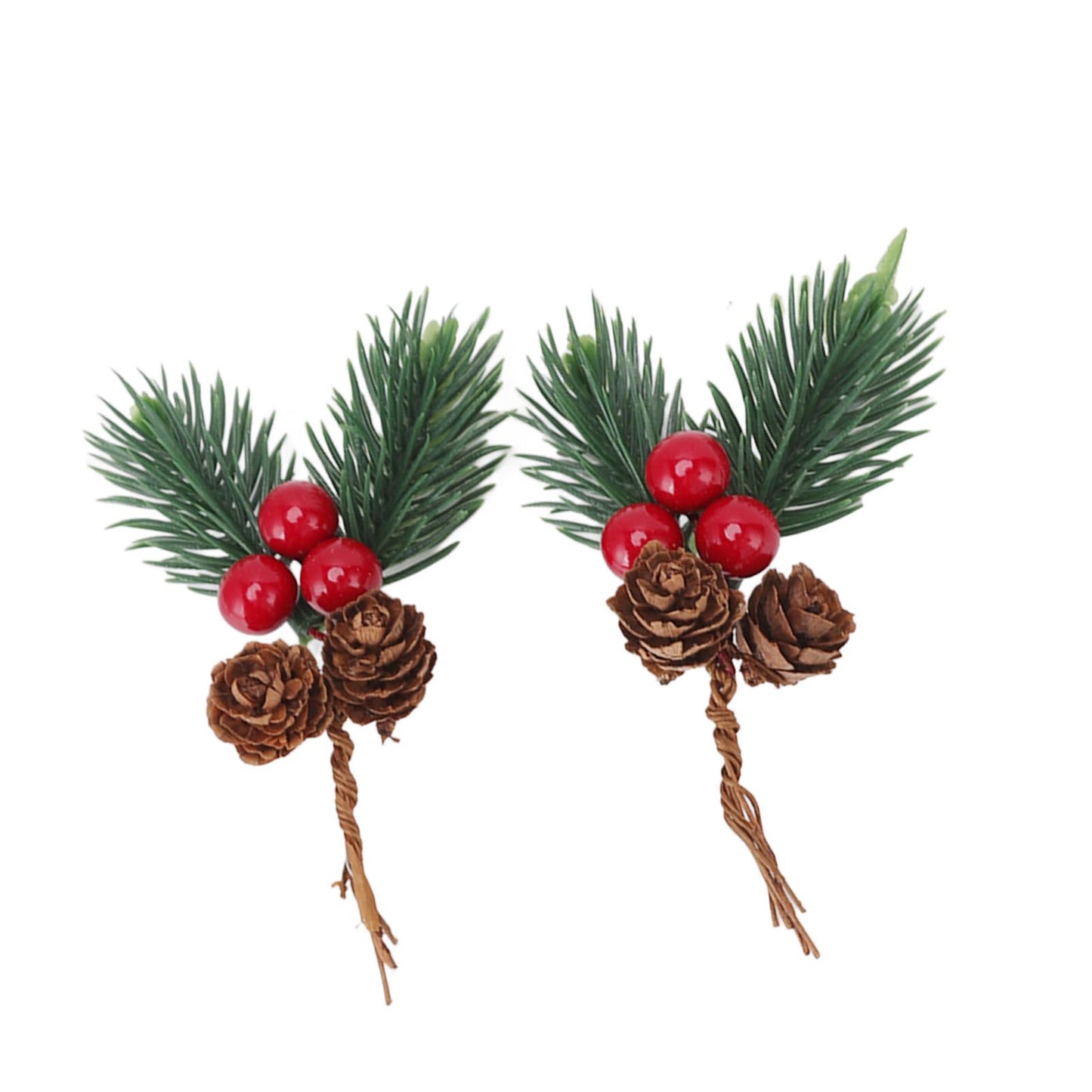 10Pcs Christmas Picks Pinecone Red Berry Pin Needle Artificial Delicate Christmas Decorations V1294-YM3115220107711-0421