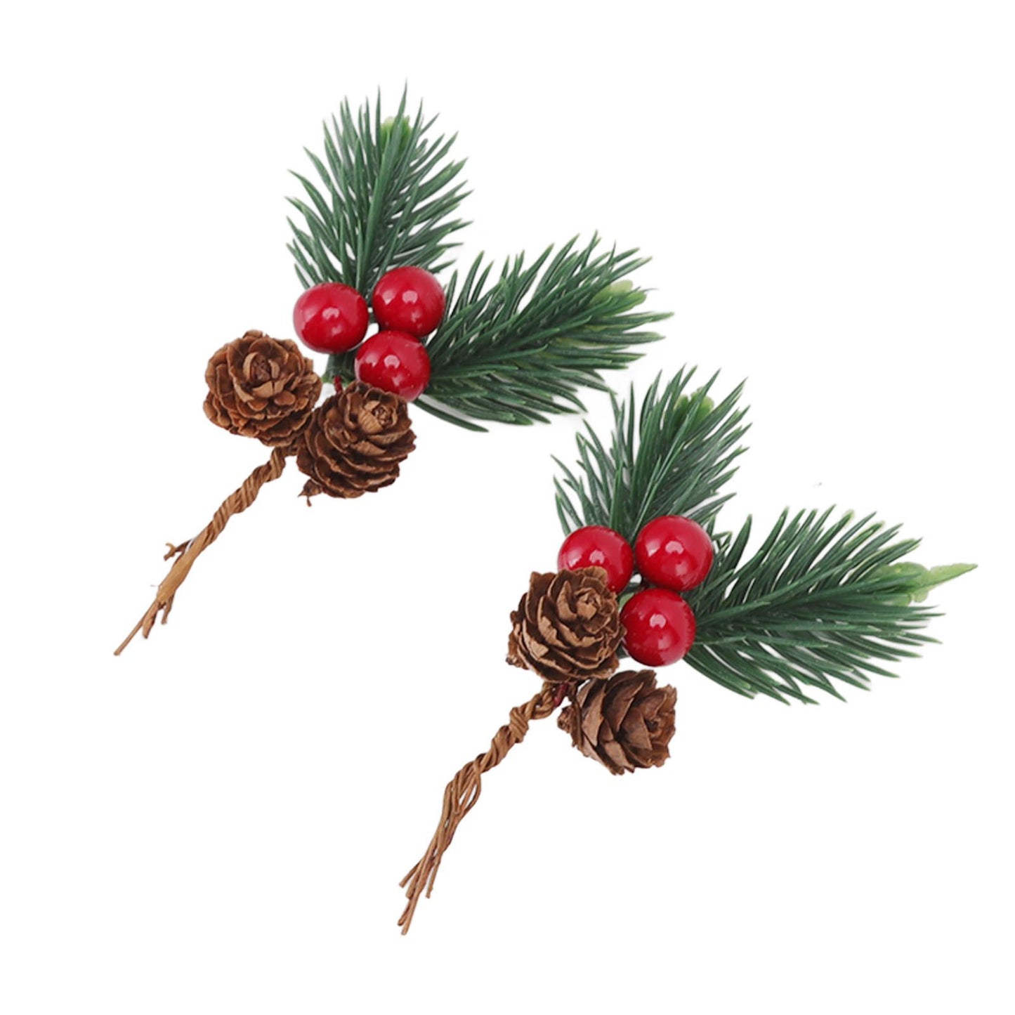 10Pcs Christmas Picks Pinecone Red Berry Pin Needle Artificial Delicate Christmas Decorations V1294-YM3115220107711-0421