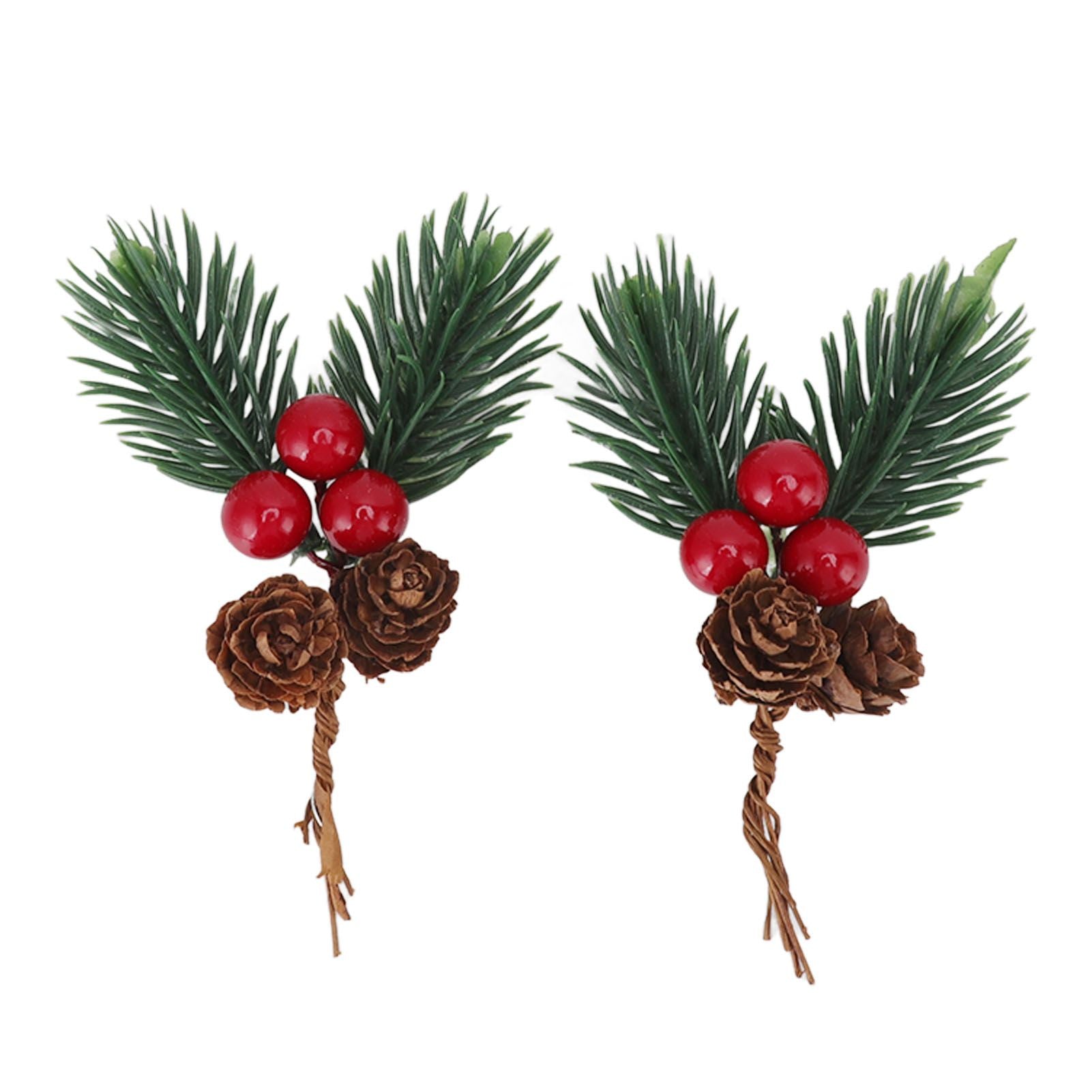 10Pcs Christmas Picks Pinecone Red Berry Pin Needle Artificial Delicate Christmas Decorations V1294-YM3115220107711-0421