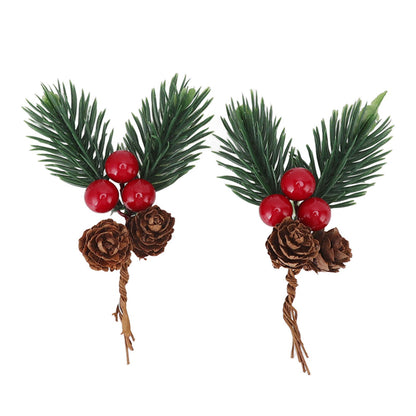 10Pcs Christmas Picks Pinecone Red Berry Pin Needle Artificial Delicate Christmas Decorations V1294-YM3115220107711-0421