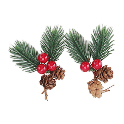 10Pcs Christmas Picks Pinecone Red Berry Pin Needle Artificial Delicate Christmas Decorations V1294-YM3115220107711-0421
