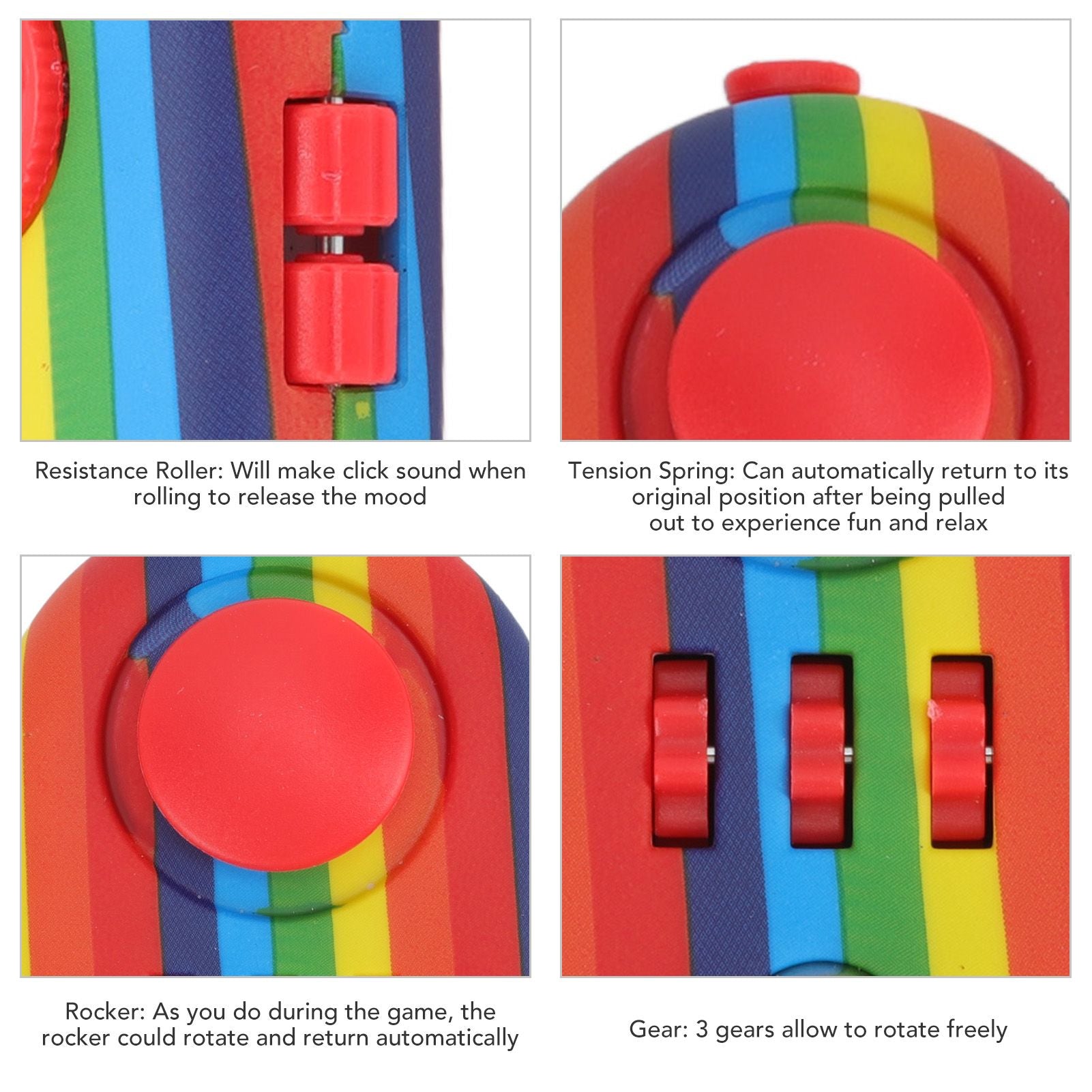Fidget Toy Reduce Stress Relax Mood Portable Anxiety Sensory EDC Toy Sensory Fidgets Controller Pad 9 Colorful V1294-YM3115220109813-0421