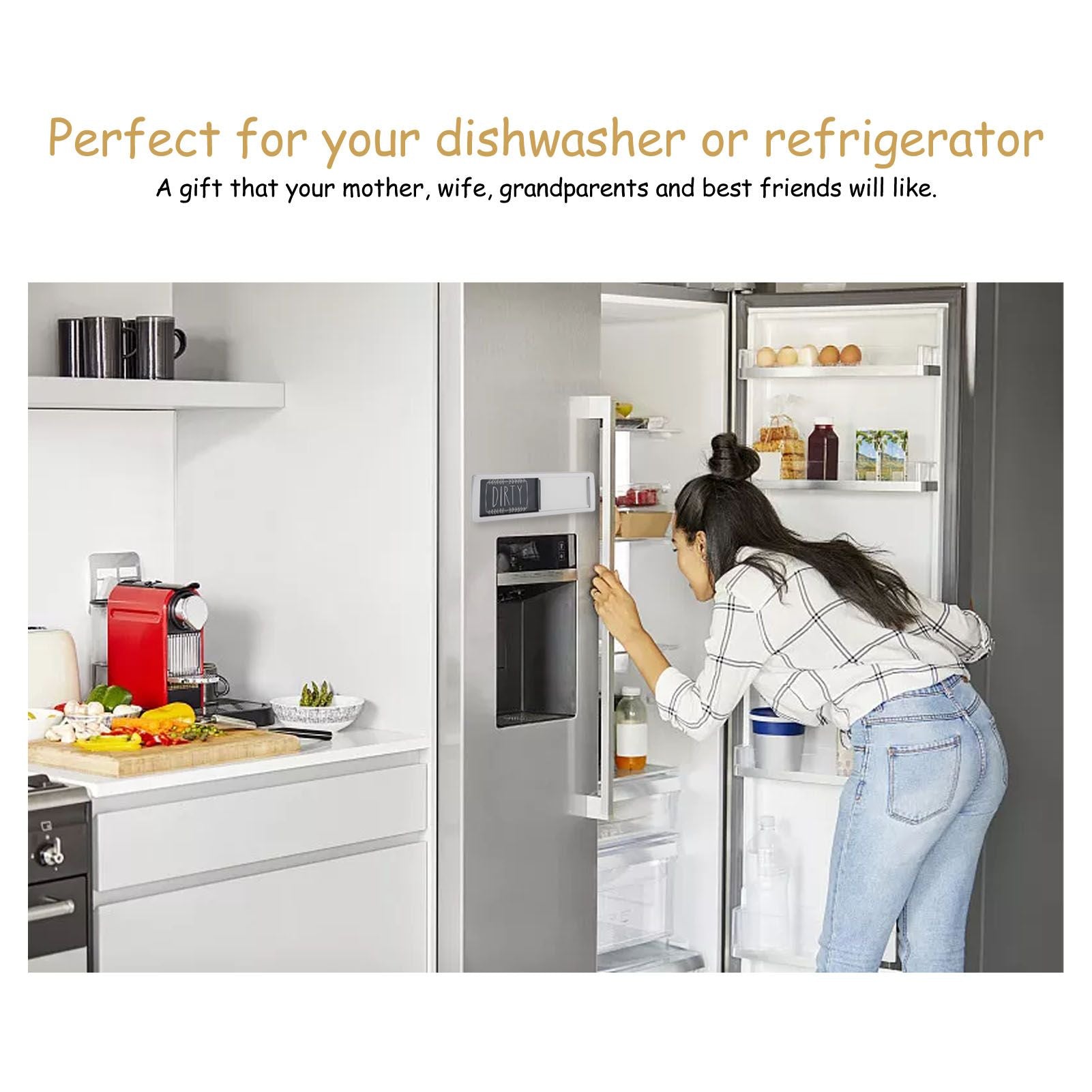 Dishwasher Magnet Easy To Read Clean Dirty Sign Indicator for Dishwasher With Double Sided Adhesive Tape V1294-YM3115220112711-0421