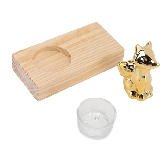 Tealight Candle Holder Walnut Glass Ceramic Decorative Golden Romantic Wooden Candle Holder Ornaments V1294-YM3115220113311-0421