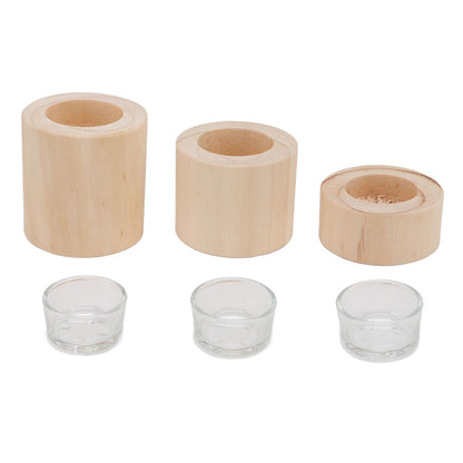 3Pcs Wooden Candle Cup Holders Low Medium High Simple Wooden Candlestick for Living Room Office Study Bedroom V1294-YM3115220114111-0421