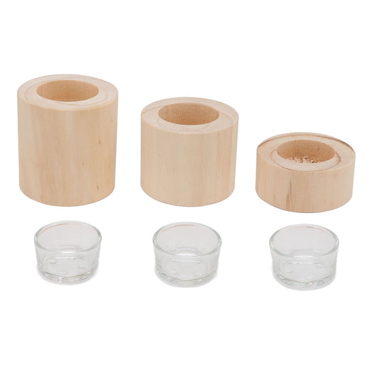 3Pcs Wooden Candle Cup Holders Low Medium High Simple Wooden Candlestick for Living Room Office Study Bedroom V1294-YM3115220114111-0421