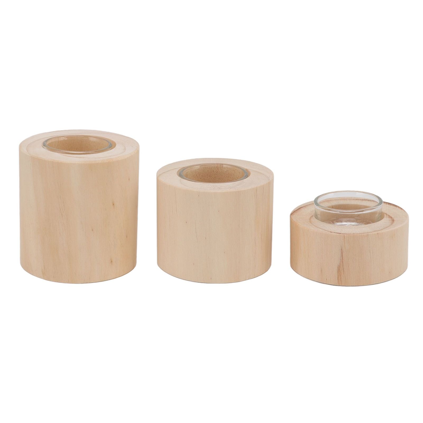 3Pcs Wooden Candle Cup Holders Low Medium High Simple Wooden Candlestick for Living Room Office Study Bedroom V1294-YM3115220114111-0421