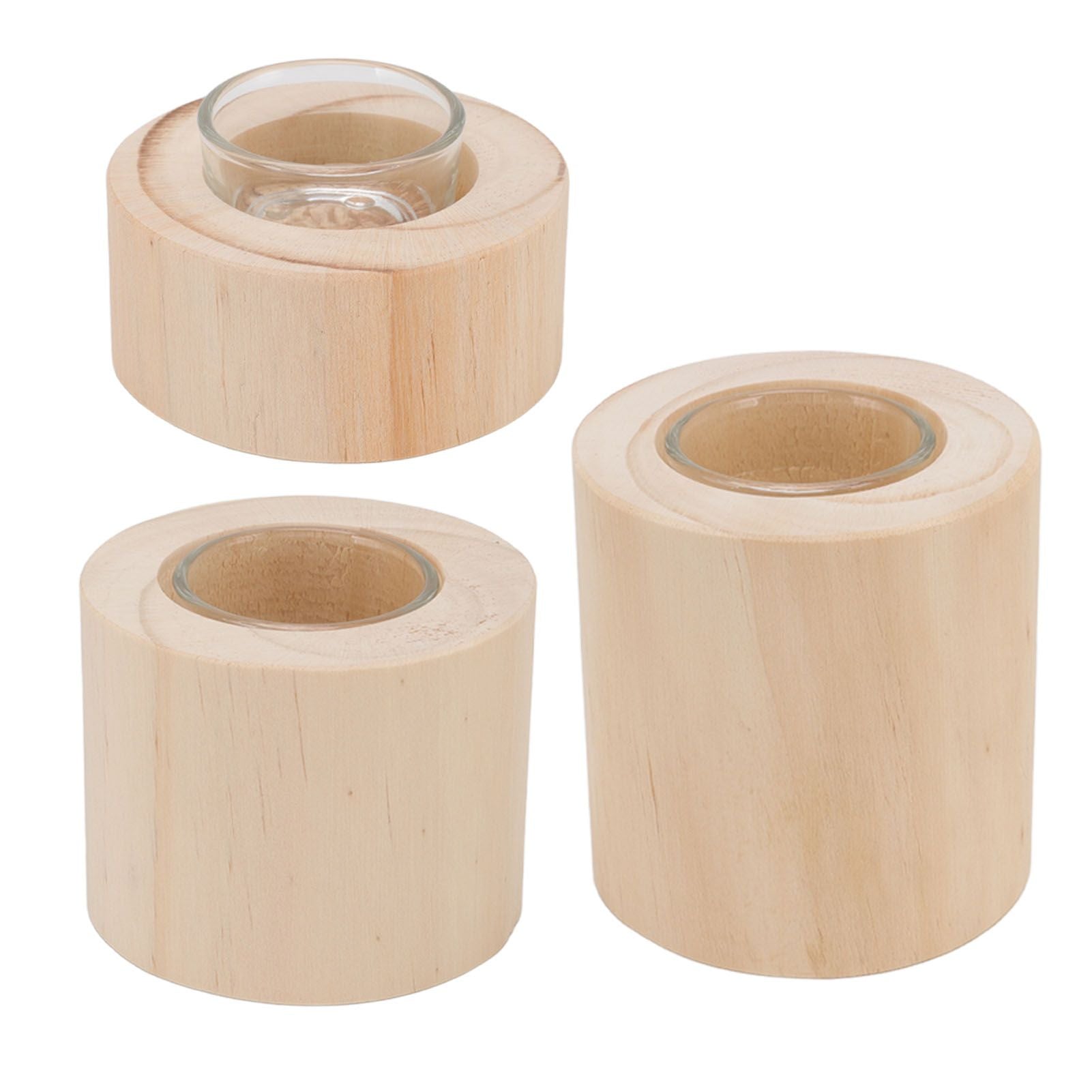 3Pcs Wooden Candle Cup Holders Low Medium High Simple Wooden Candlestick for Living Room Office Study Bedroom V1294-YM3115220114111-0421
