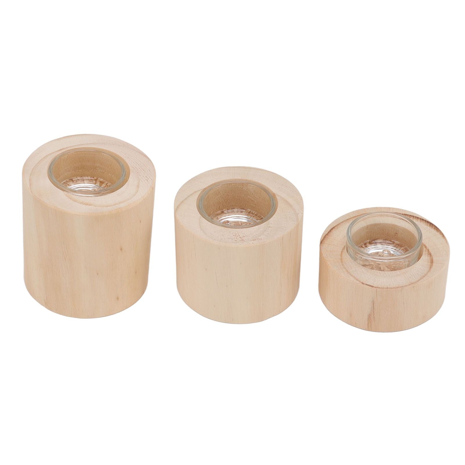 3Pcs Wooden Candle Cup Holders Low Medium High Simple Wooden Candlestick for Living Room Office Study Bedroom V1294-YM3115220114111-0421