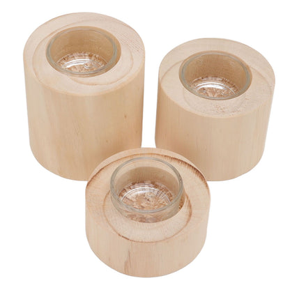 3Pcs Wooden Candle Cup Holders Low Medium High Simple Wooden Candlestick for Living Room Office Study Bedroom V1294-YM3115220114111-0421