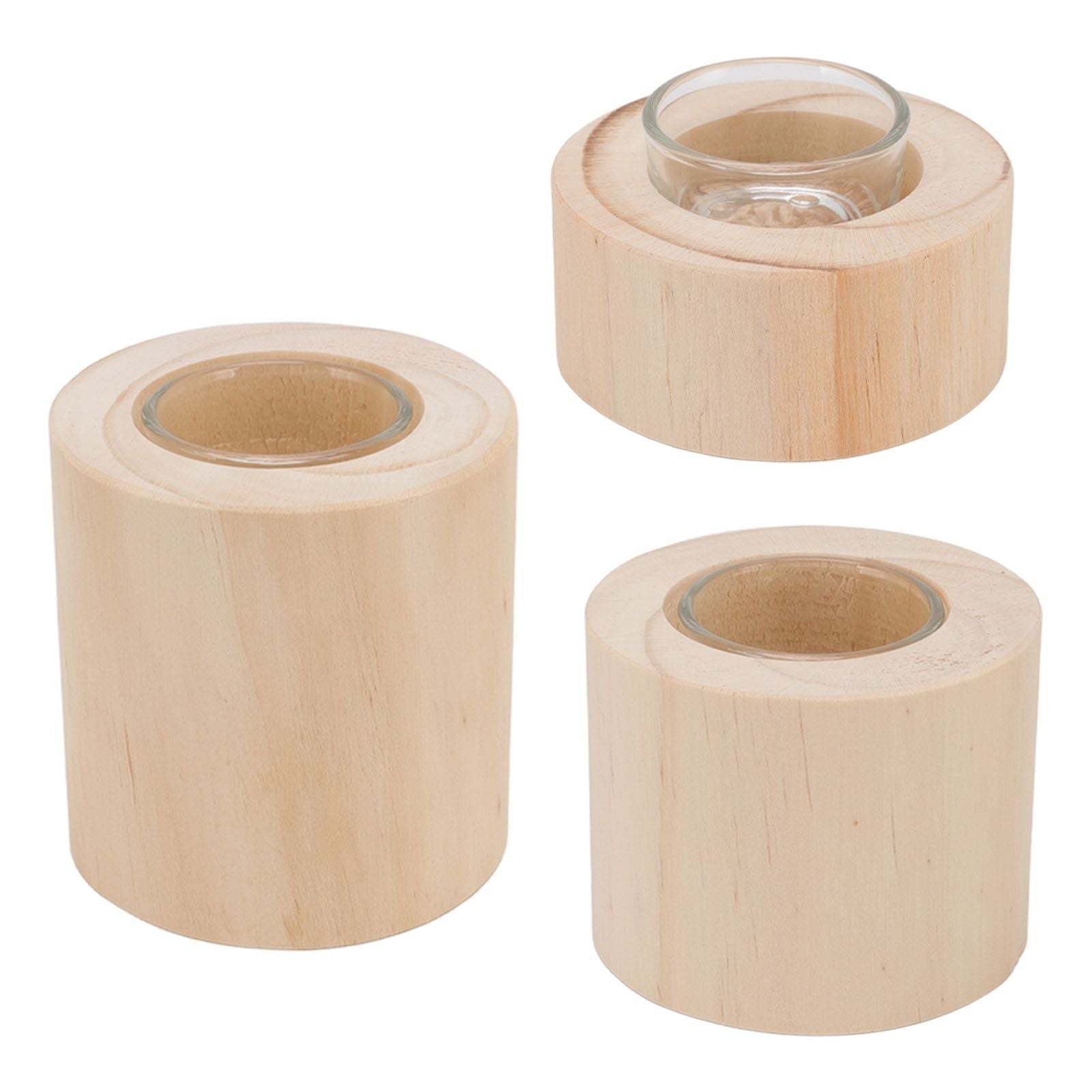3Pcs Wooden Candle Cup Holders Low Medium High Simple Wooden Candlestick for Living Room Office Study Bedroom V1294-YM3115220114111-0421