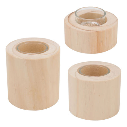 3Pcs Wooden Candle Cup Holders Low Medium High Simple Wooden Candlestick for Living Room Office Study Bedroom V1294-YM3115220114111-0421