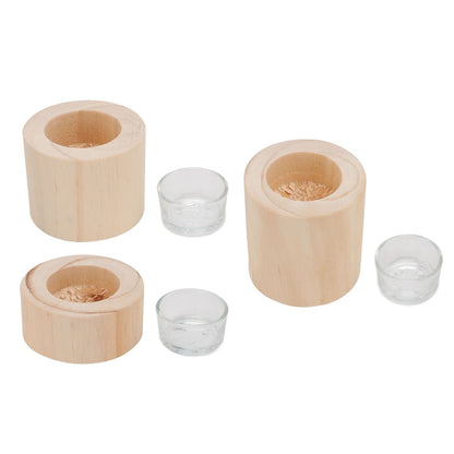 3Pcs Wooden Candle Cup Holders Low Medium High Simple Wooden Candlestick for Living Room Office Study Bedroom V1294-YM3115220114111-0421
