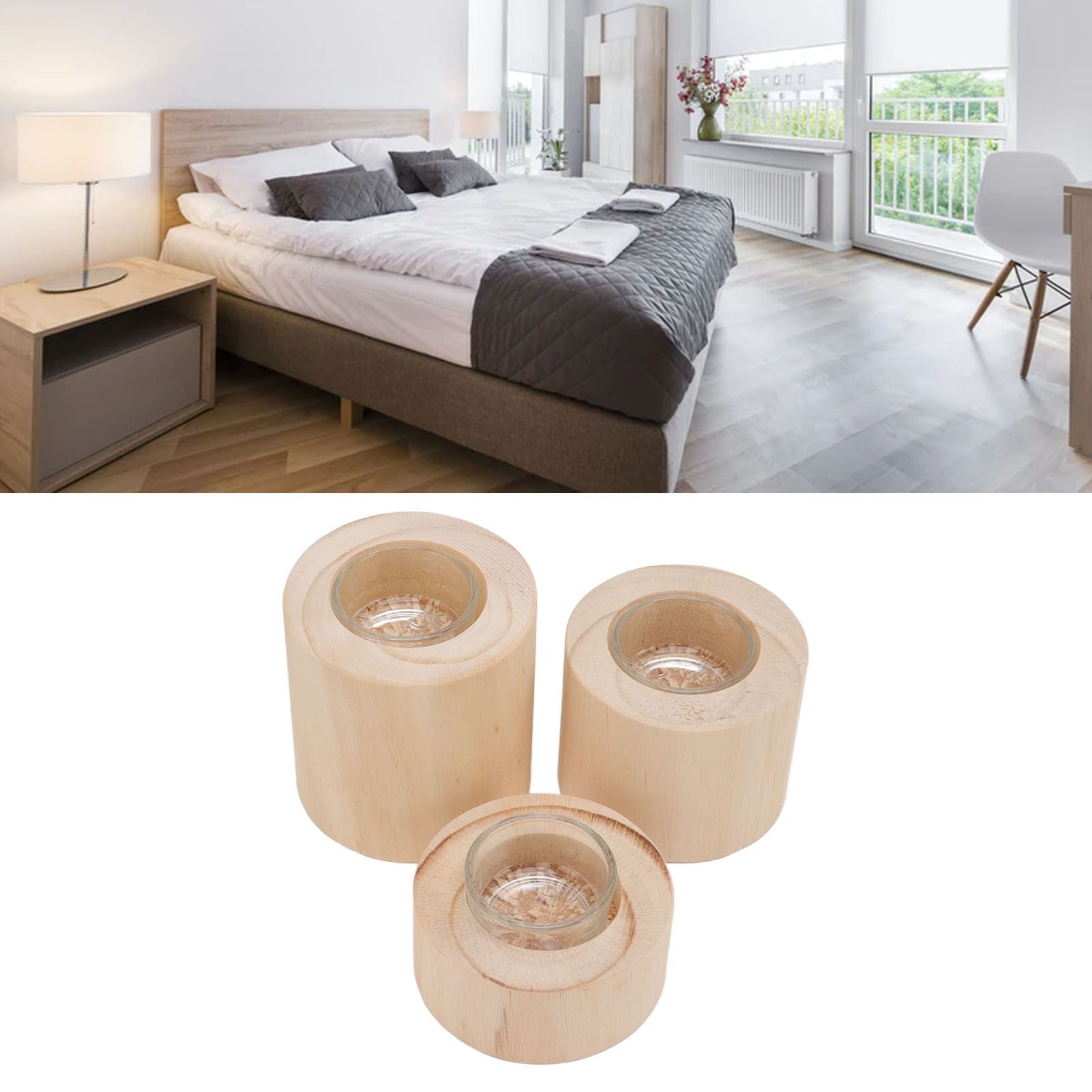 3Pcs Wooden Candle Cup Holders Low Medium High Simple Wooden Candlestick for Living Room Office Study Bedroom V1294-YM3115220114111-0421