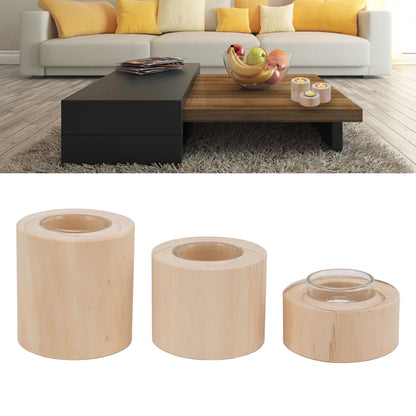 3Pcs Wooden Candle Cup Holders Low Medium High Simple Wooden Candlestick for Living Room Office Study Bedroom V1294-YM3115220114111-0421