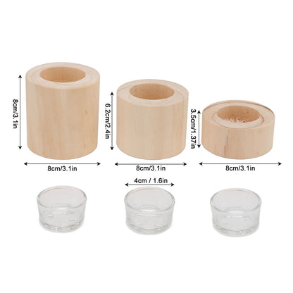 3Pcs Wooden Candle Cup Holders Low Medium High Simple Wooden Candlestick for Living Room Office Study Bedroom V1294-YM3115220114111-0421