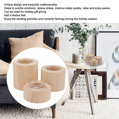 3Pcs Wooden Candle Cup Holders Low Medium High Simple Wooden Candlestick for Living Room Office Study Bedroom V1294-YM3115220114111-0421