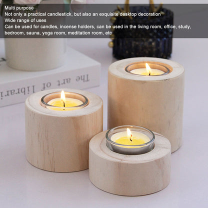 3Pcs Wooden Candle Cup Holders Low Medium High Simple Wooden Candlestick for Living Room Office Study Bedroom V1294-YM3115220114111-0421