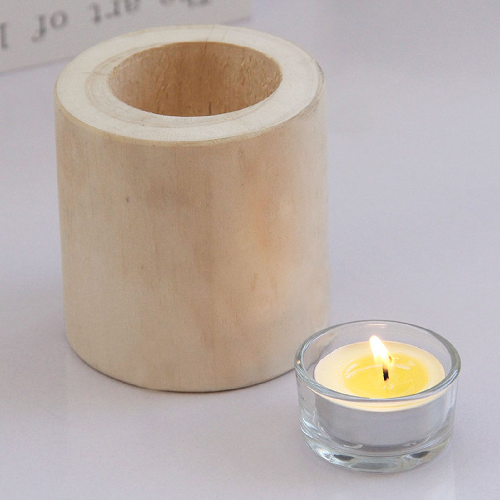 3Pcs Wooden Candle Cup Holders Low Medium High Simple Wooden Candlestick for Living Room Office Study Bedroom V1294-YM3115220114111-0421