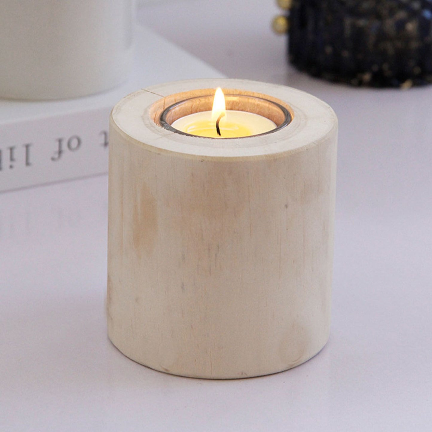 3Pcs Wooden Candle Cup Holders Low Medium High Simple Wooden Candlestick for Living Room Office Study Bedroom V1294-YM3115220114111-0421