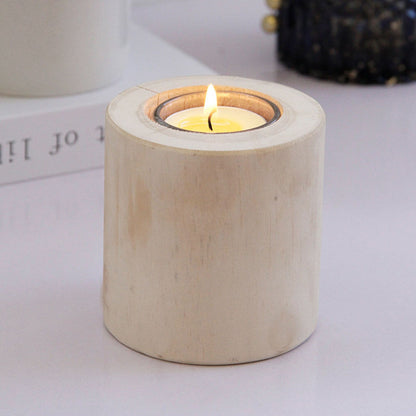 3Pcs Wooden Candle Cup Holders Low Medium High Simple Wooden Candlestick for Living Room Office Study Bedroom V1294-YM3115220114111-0421