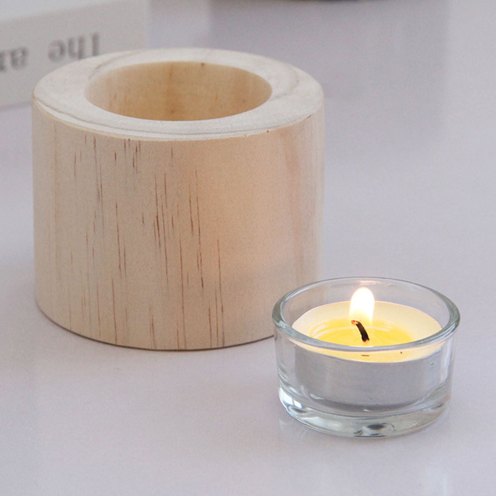 3Pcs Wooden Candle Cup Holders Low Medium High Simple Wooden Candlestick for Living Room Office Study Bedroom V1294-YM3115220114111-0421