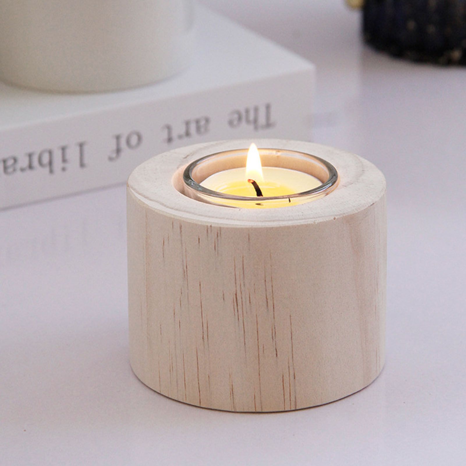 3Pcs Wooden Candle Cup Holders Low Medium High Simple Wooden Candlestick for Living Room Office Study Bedroom V1294-YM3115220114111-0421