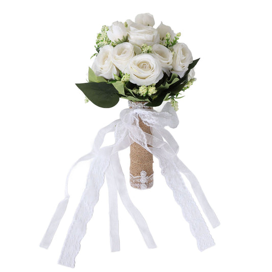 Holding Flowers Artificial Lifelike Modern Elegant Decorative Bridal Bouquet for Wedding Photography Milky V1294-YM3115220119411-0421