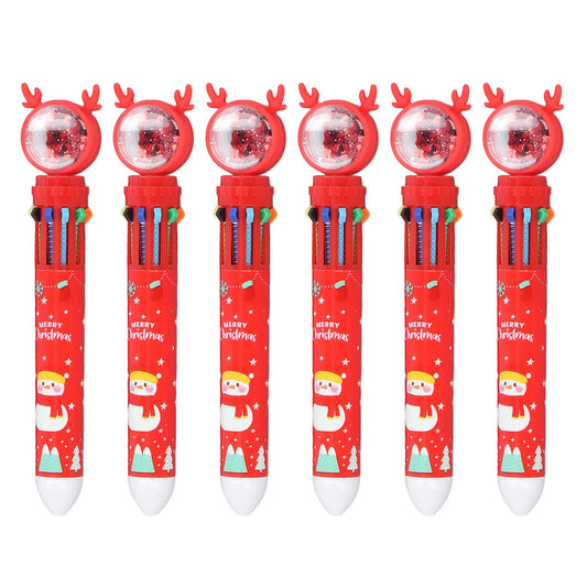 6pcs Christmas Ballpoint Pen 10 Colors Innovative Christmas Press Ballpoint Pen for Teacher Students Children V1294-YM3115220119711-0421