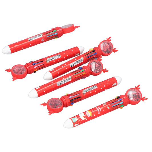 6pcs Christmas Ballpoint Pen 10 Colors Innovative Christmas Press Ballpoint Pen for Teacher Students Children V1294-YM3115220119711-0421