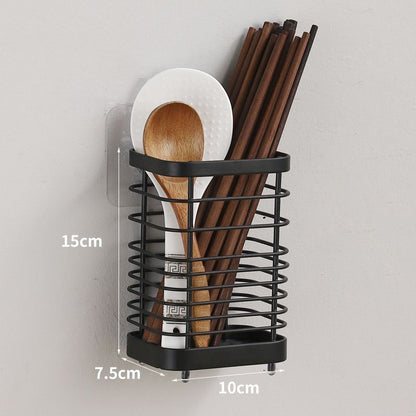 Utensil Holder Drying Rack Stainless Steel Draining Basket Wall Mount No Drilling for Kitchen Chopsticks V1294-YM3117220218414-0421