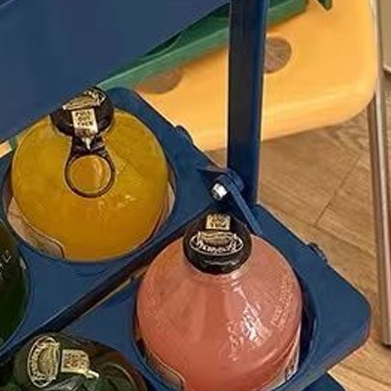 Portable Beer Bottle Rack Pure Color Foldable Beverage Storage Rack Picnic Beer Handle Basket Blue V1294-YM3117220218513-0421