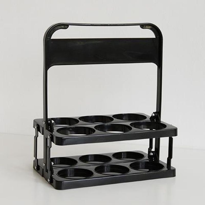 Portable Beer Bottle Rack Pure Color Foldable Beverage Storage Rack Picnic Beer Handle Basket Black V1294-YM3117220218514-0421