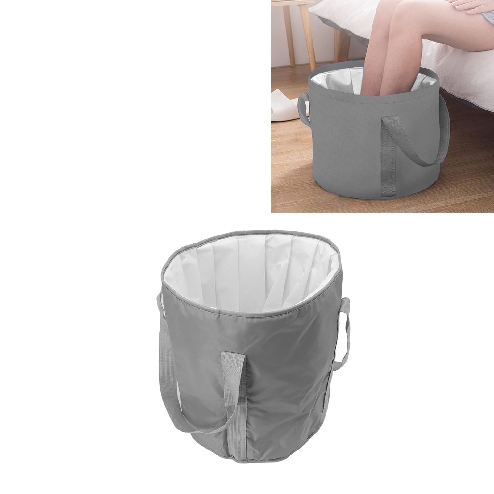 Foldable Foot Tub Polyester Double Layer Collapsible Camping Bucket with Storage Bag for Outdoor Grey V1294-YM3117220219411-0421