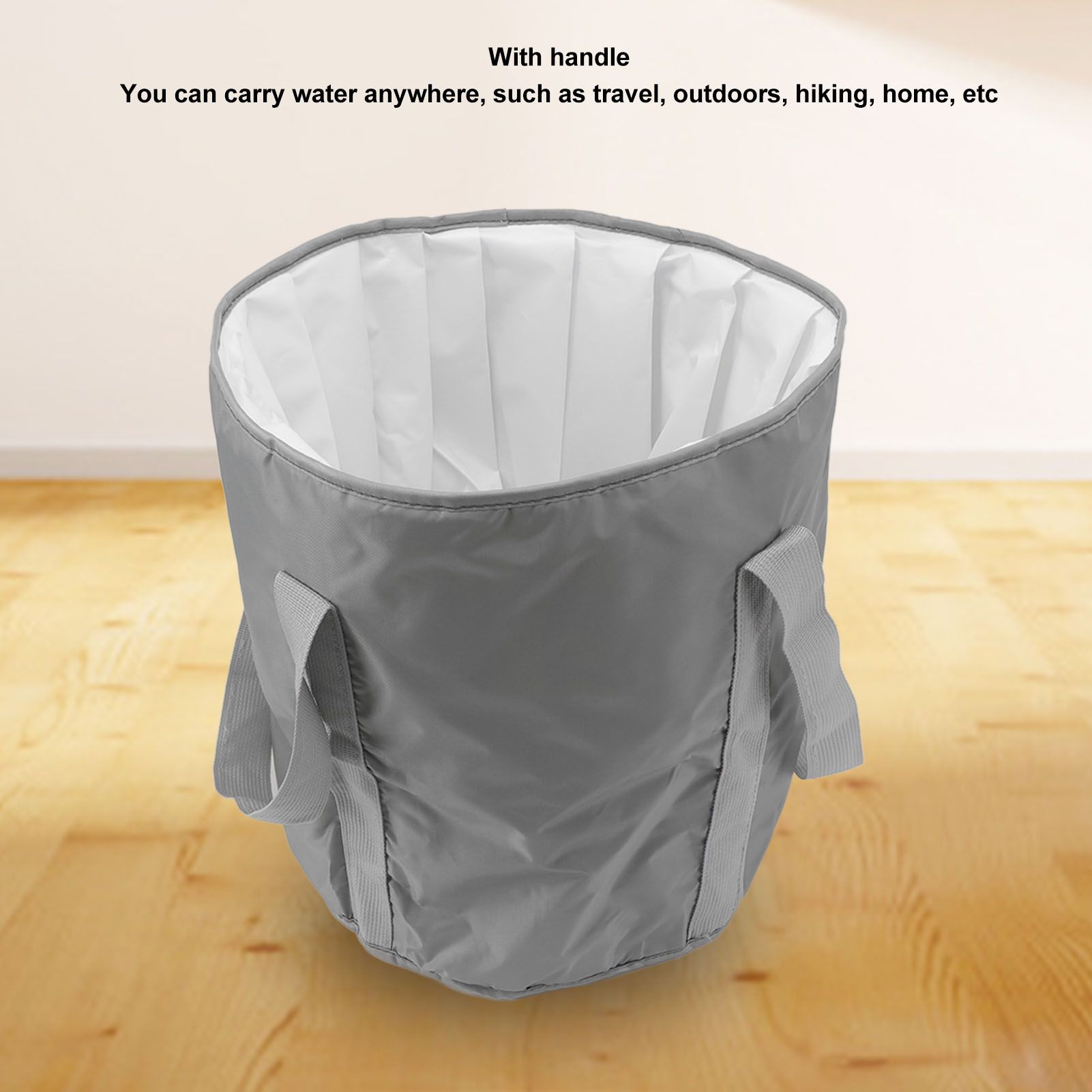 Foldable Foot Tub Polyester Double Layer Collapsible Camping Bucket with Storage Bag for Outdoor Grey V1294-YM3117220219411-0421