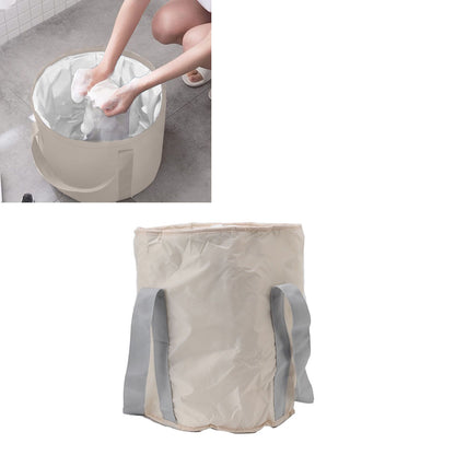 Foldable Foot Tub Polyester Double Layer Collapsible Camping Bucket with Storage Bag for Outdoor Beige V1294-YM3117220219413-0421