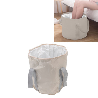 Foldable Foot Tub Polyester Double Layer Collapsible Camping Bucket with Storage Bag for Outdoor Beige V1294-YM3117220219413-0421