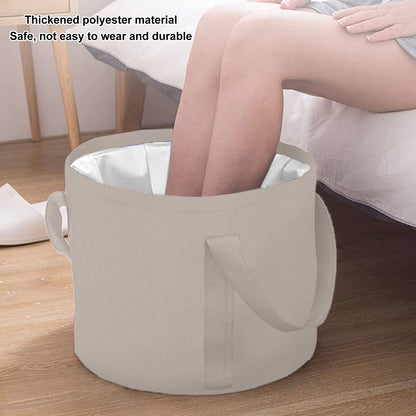Foldable Foot Tub Polyester Double Layer Collapsible Camping Bucket with Storage Bag for Outdoor Beige V1294-YM3117220219413-0421