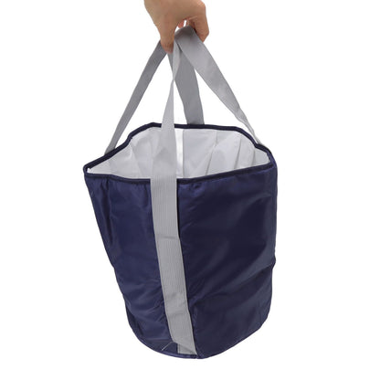 Foldable Foot Tub Polyester Double Layer Collapsible Camping Bucket with Storage Bag for Outdoor Navy Blue V1294-YM3117220219414-0421
