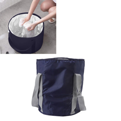 Foldable Foot Tub Polyester Double Layer Collapsible Camping Bucket with Storage Bag for Outdoor Navy Blue V1294-YM3117220219414-0421