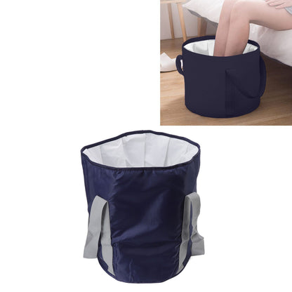 Foldable Foot Tub Polyester Double Layer Collapsible Camping Bucket with Storage Bag for Outdoor Navy Blue V1294-YM3117220219414-0421