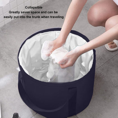 Foldable Foot Tub Polyester Double Layer Collapsible Camping Bucket with Storage Bag for Outdoor Navy Blue V1294-YM3117220219414-0421
