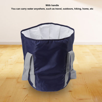 Foldable Foot Tub Polyester Double Layer Collapsible Camping Bucket with Storage Bag for Outdoor Navy Blue V1294-YM3117220219414-0421