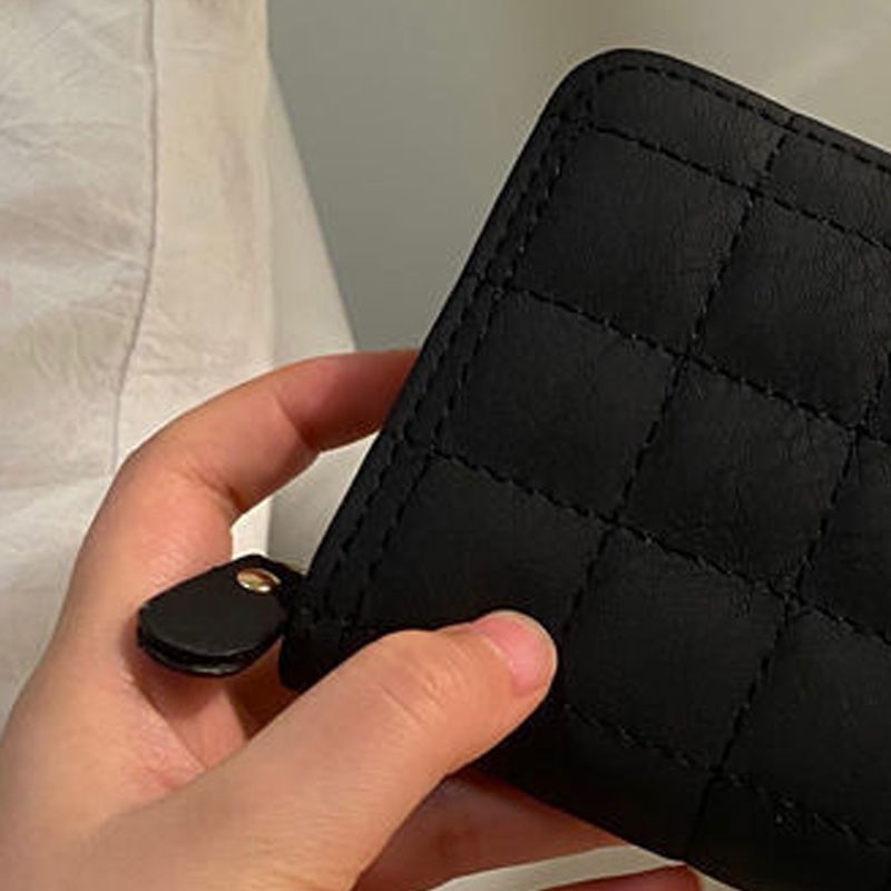 Wallet PU Leather Large Capacity 2 Fold 8 Card Slot Zipper Design for Keys Coins Black V1294-YM3117220221511-0421
