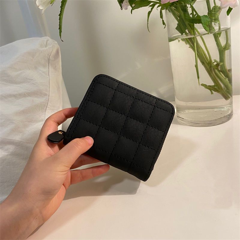 Wallet PU Leather Large Capacity 2 Fold 8 Card Slot Zipper Design for Keys Coins Black V1294-YM3117220221511-0421
