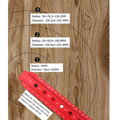 Woodworking Circle Ruler Aluminium Alloy Adjustable Woodworking Circular Drawing Tool for Carpenter Tool V1294-YM3117220221711-0421
