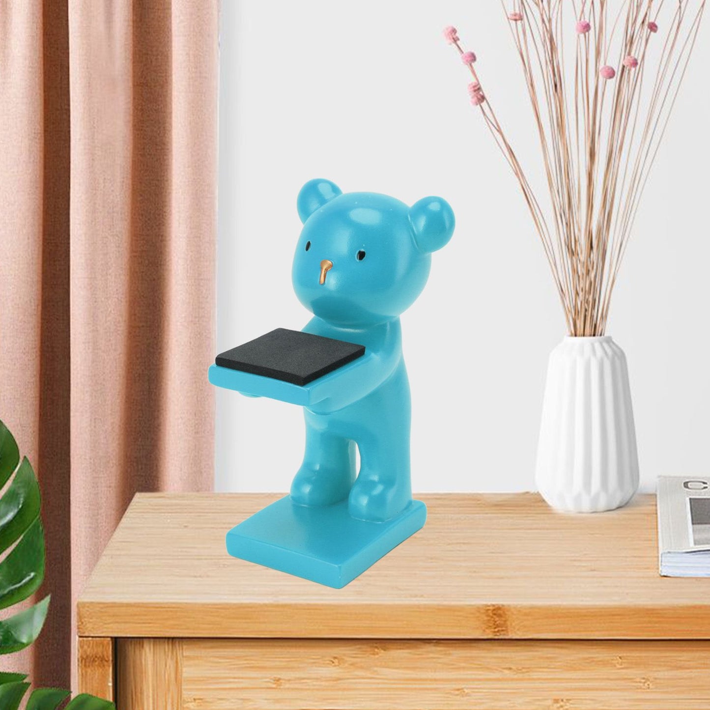 Bear Watch Stand Handcrafted Three Dimensional Modern Style Resin Watch Display Stand for Home Office Blue V1294-YM3117220223013-0421