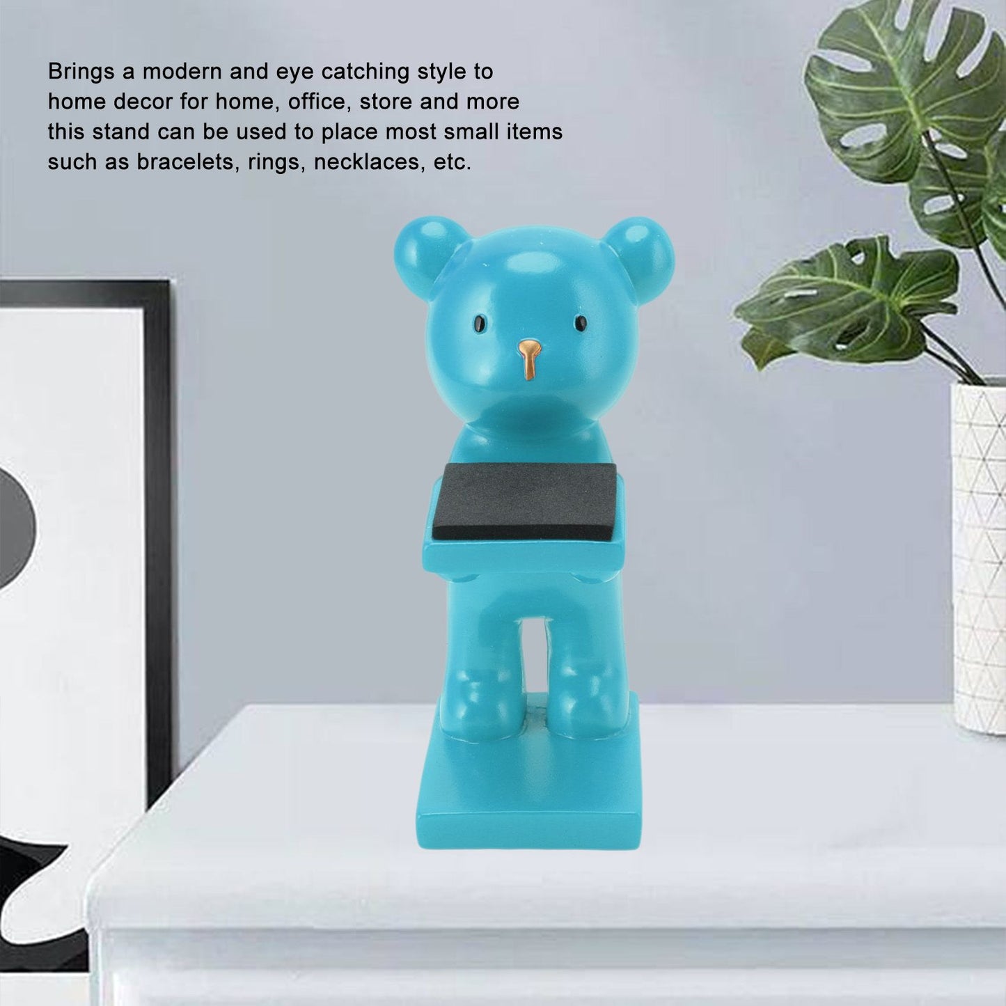 Bear Watch Stand Handcrafted Three Dimensional Modern Style Resin Watch Display Stand for Home Office Blue V1294-YM3117220223013-0421