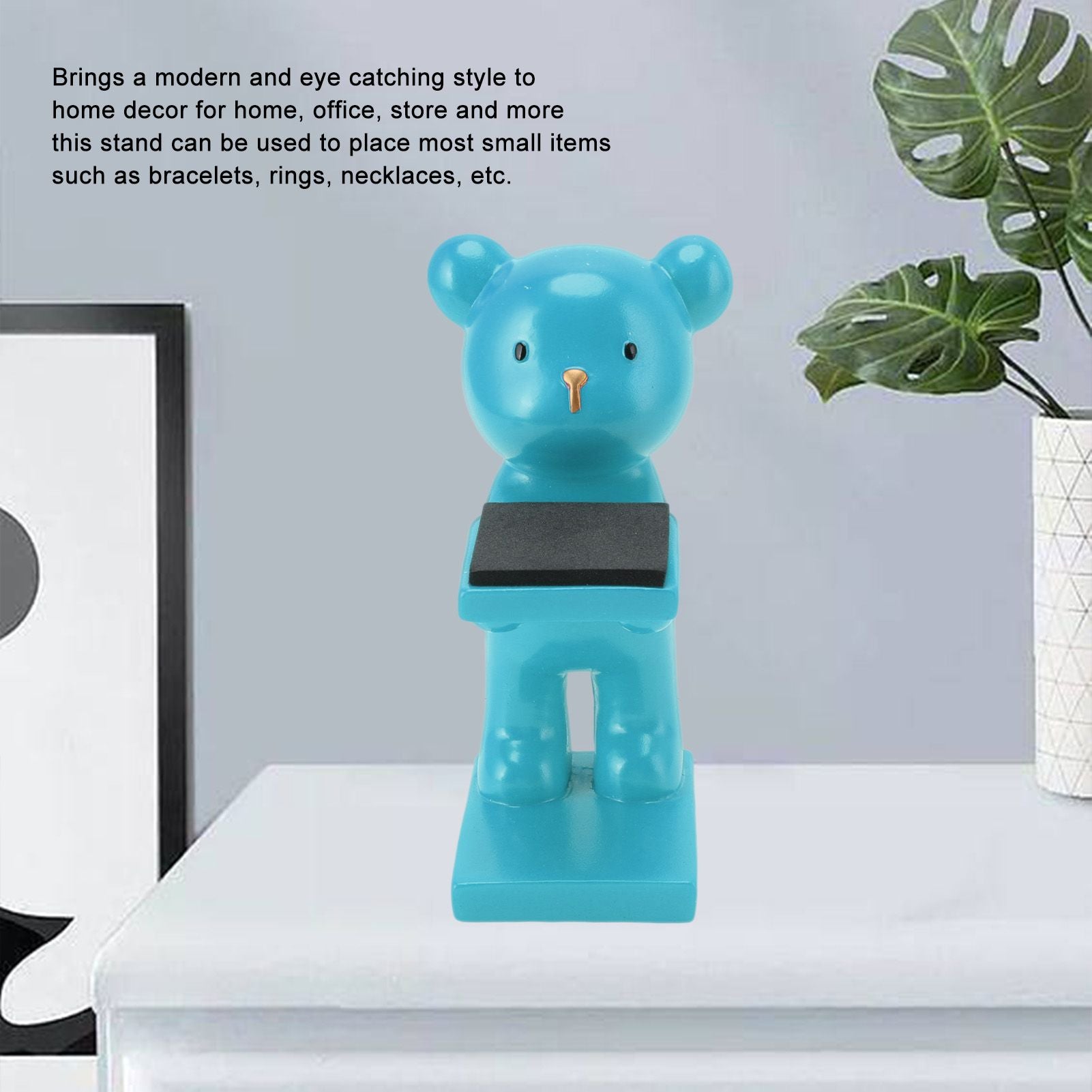 Bear Watch Stand Handcrafted Three Dimensional Modern Style Resin Watch Display Stand for Home Office Blue V1294-YM3117220223013-0421