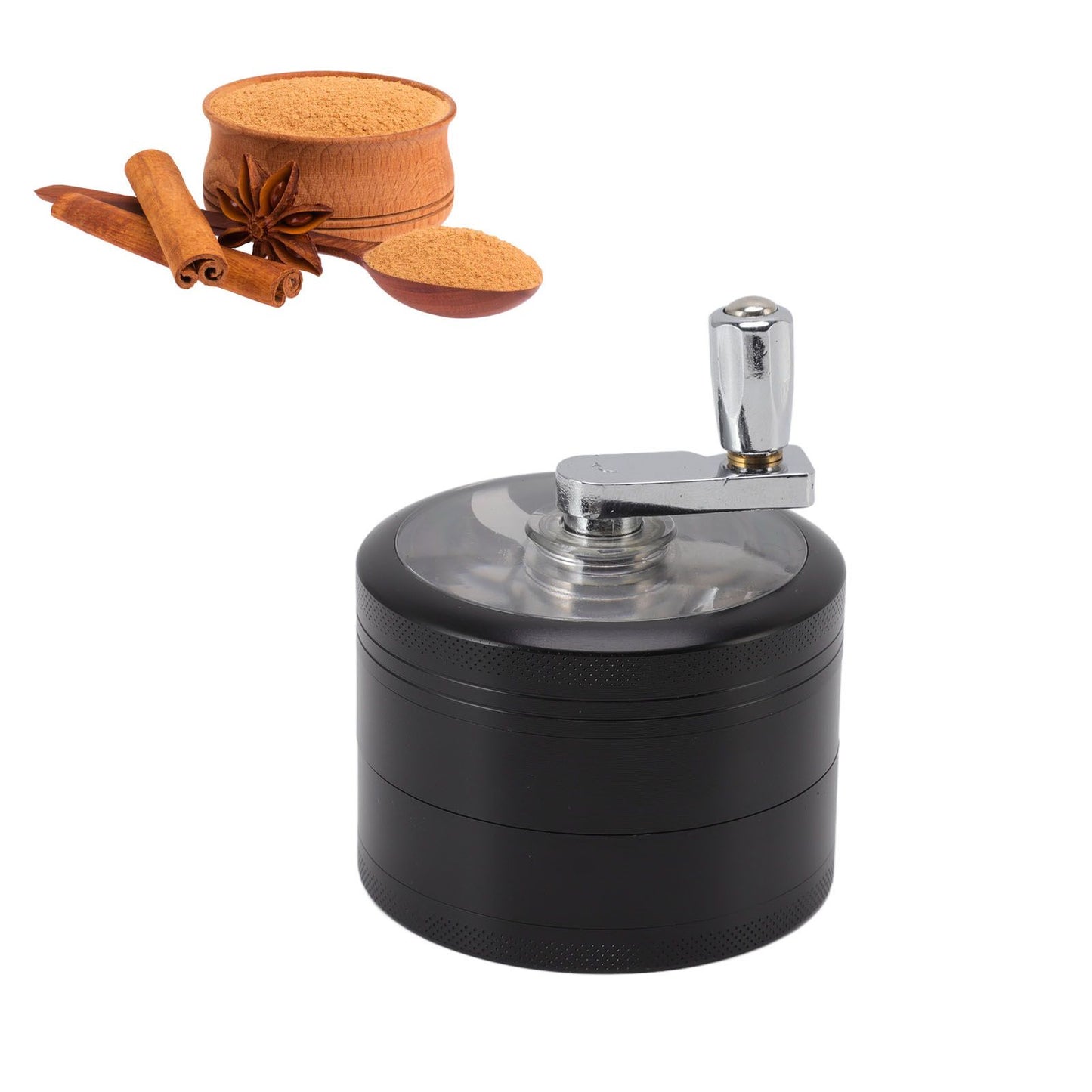 4 Layers Hand Crank Spices Grinder Zinc Alloy 60mm Manual Spice Grinder with Filter V1294-YM3117220223411-0421